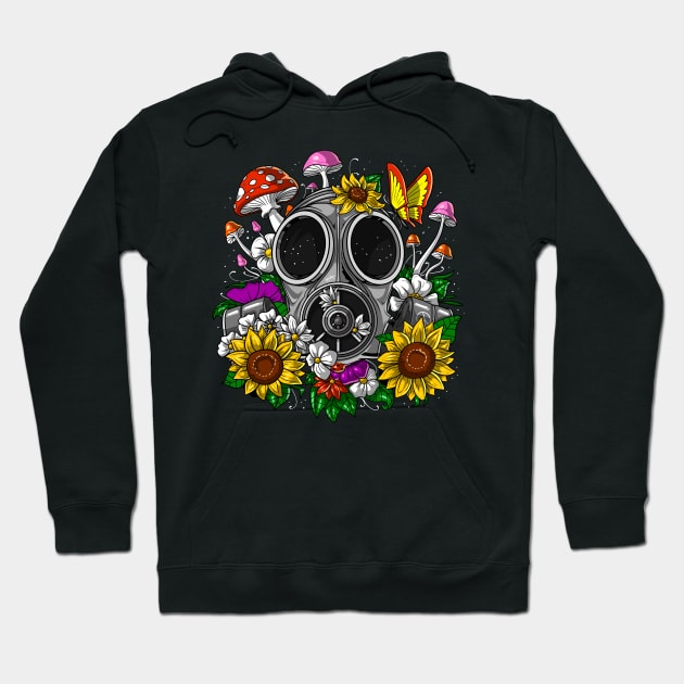Floral Hippie Gas Mask Hoodie by underheaven